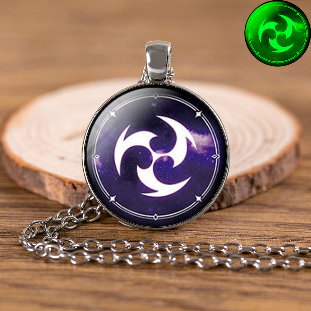 Genshin Impact Glow In The Dark Necklace Glass Pendant Luminous Necklaces — back view