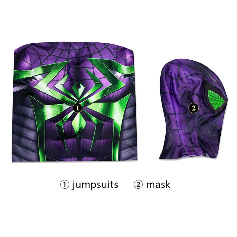 Marvel's Spider-Man Miles Morales Purple Reign Suit Kids Jumpsuits Cosplay Costume — detail