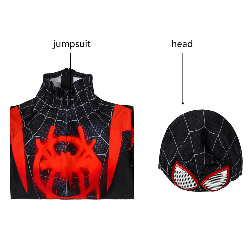 Spider-Verse Miles Morales Kids Jumpsuit Cosplay Costume — detail