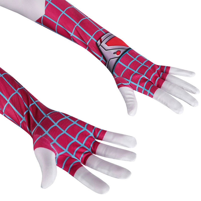 Spider-Verse Gwen Stacy Kids Jumpsuit Cosplay Costume — detail