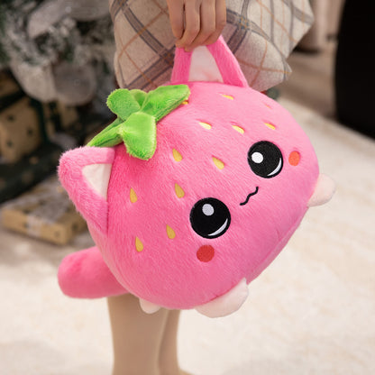 Plush Toy Strawberry Cat Doll — back view