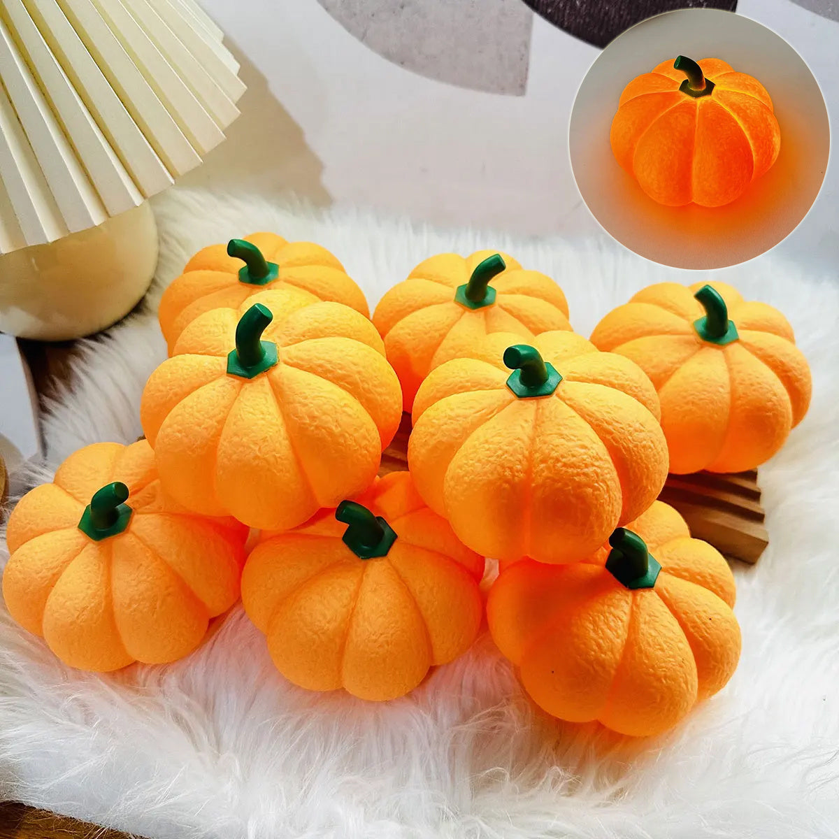 Halloween Party Lighting 3-Piece — Floating LED Candles with Magic Wand, Pumpkin Night Light & Bat Wall Décor — back view