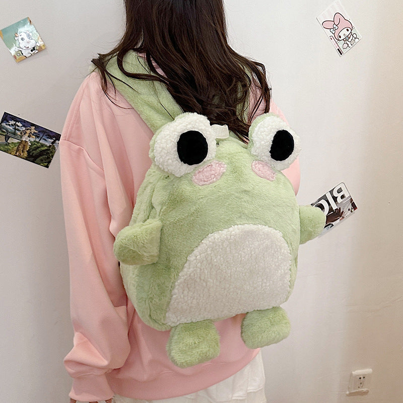 Soft And Adorable Frog Doll Plush Bag — back view