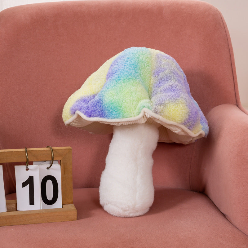 Cute Colorful Small Mushroom Pillow Plush Toy — scale reference