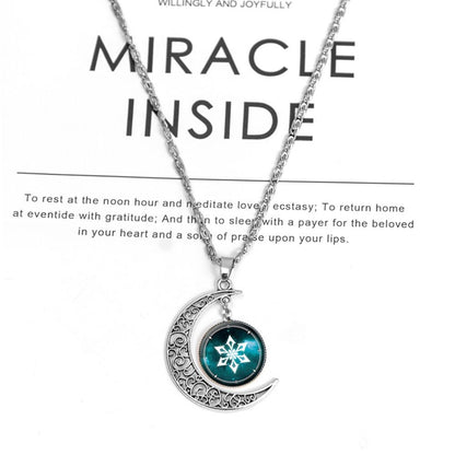 Vintage Hollow Moon Pendant Necklace Genshin Impact Eye of God Weapon Props Dome Glass Necklaces For Women — packaging