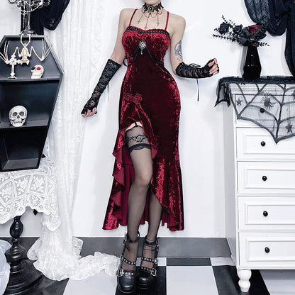 Christmas Gothic Dark Ruffle Lace Dress | Magic Stories