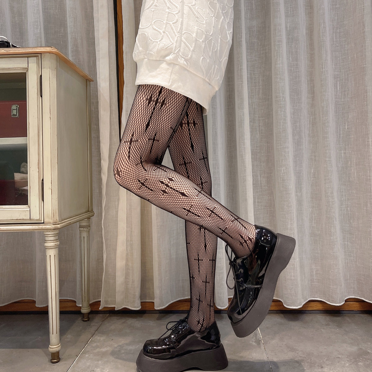 Dark Gothic Lolita Cross Fishnet Stockings | Magic Stories