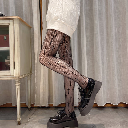 Dark Gothic Lolita Cross Fishnet Stockings | Magic Stories
