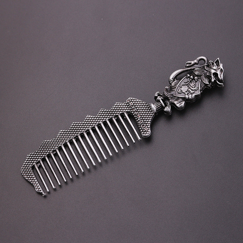 Wizard House Retro Metal Hair Comb — scale reference