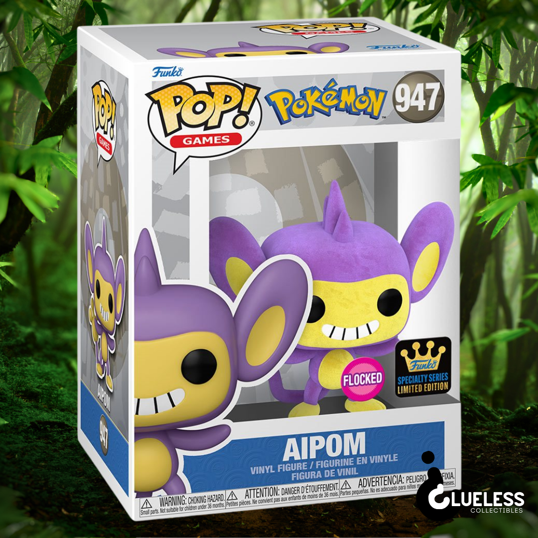 Funko Pop Store Exclusives 4-Pack — Pokemon Aipom Flocked, Muscle Mouse, Soba Mask & Yahaba Glow-in-the-Dark