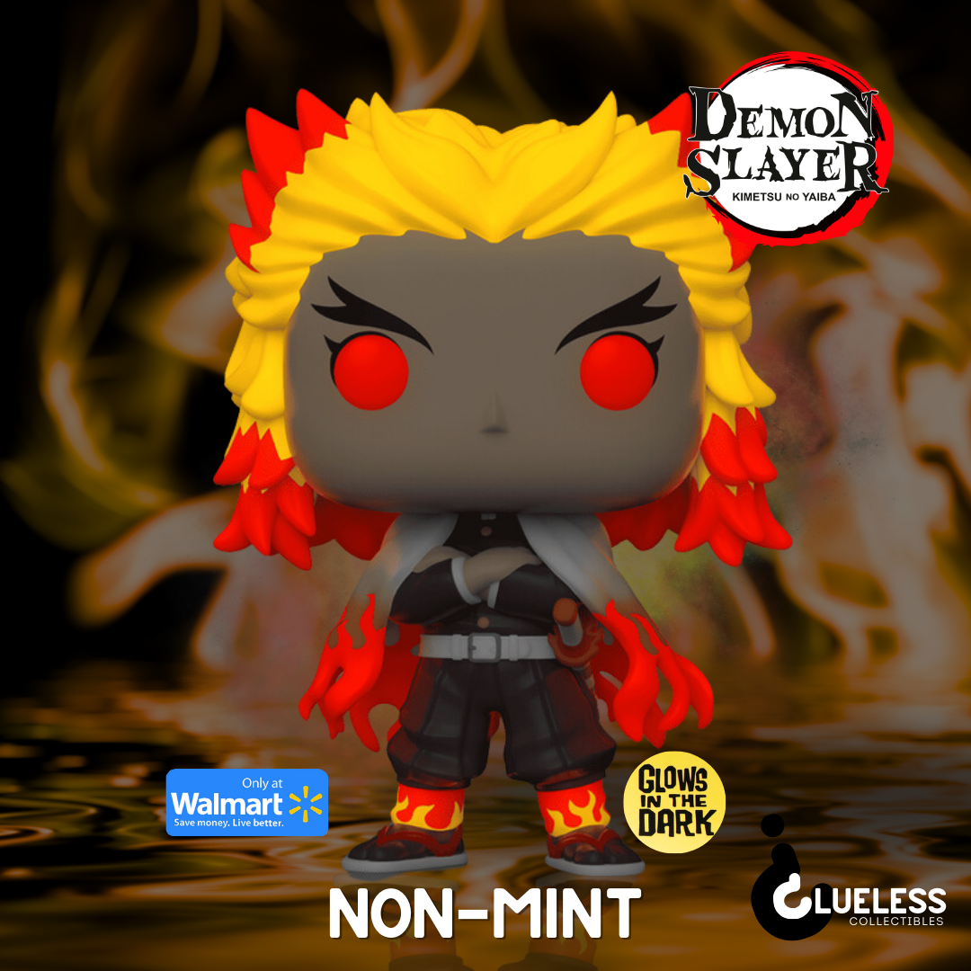[Non-Mint] Glow in the Dark Rengoku Funko Pop - Walmart Exclusive — side view