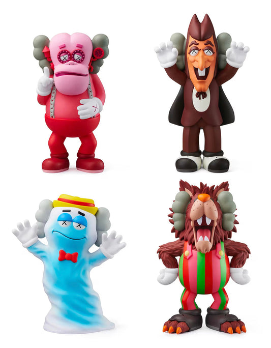 KAWS - Cereal Monsters Franken Berry, Count Chocula, Boo Berry, Frute Brute Set of 4, 2024