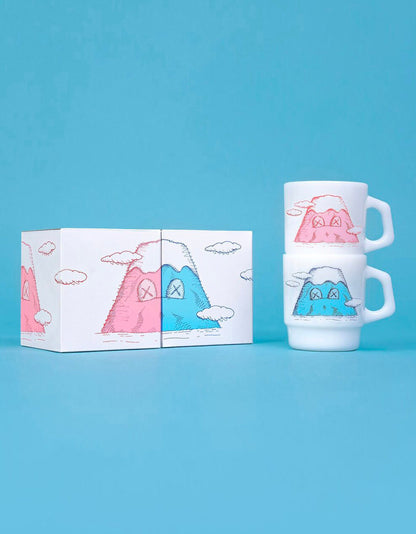 KAWS: Holiday - JAPAN Mount Fuji Fire King Mug Set of 2 Multicolor