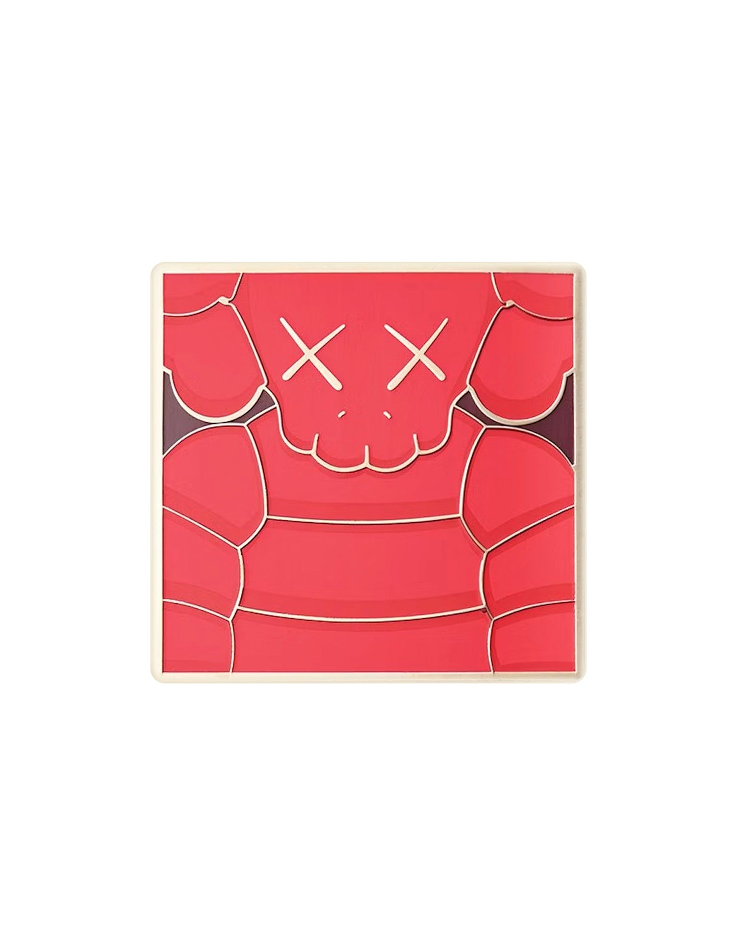 KAWS Enamel Pin 3-Pack — Square Chum Gray, Square Chum Red & Skeleton Green — back view