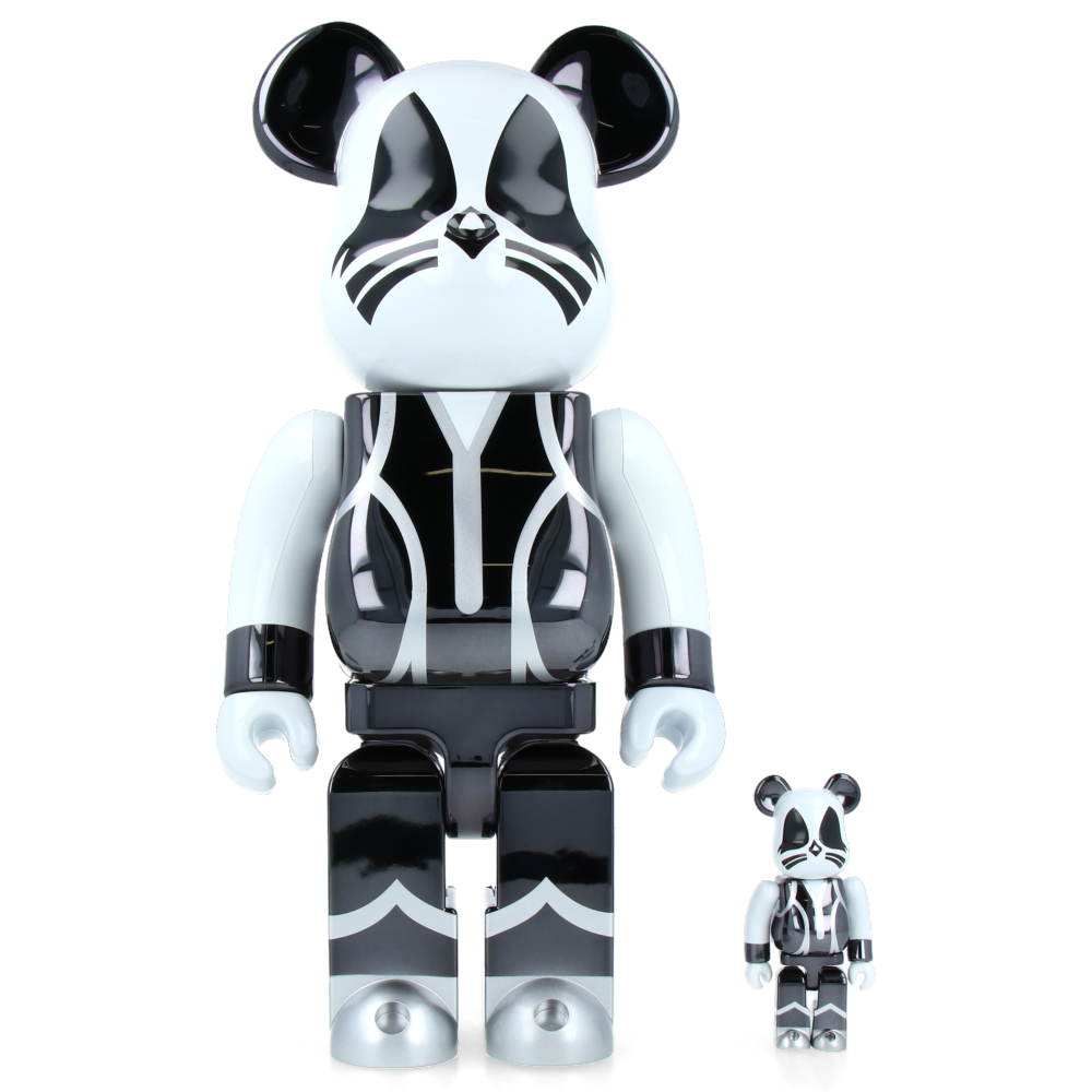 100% & 400% Bearbrick Kiss Catman Chrome Ver. — back view