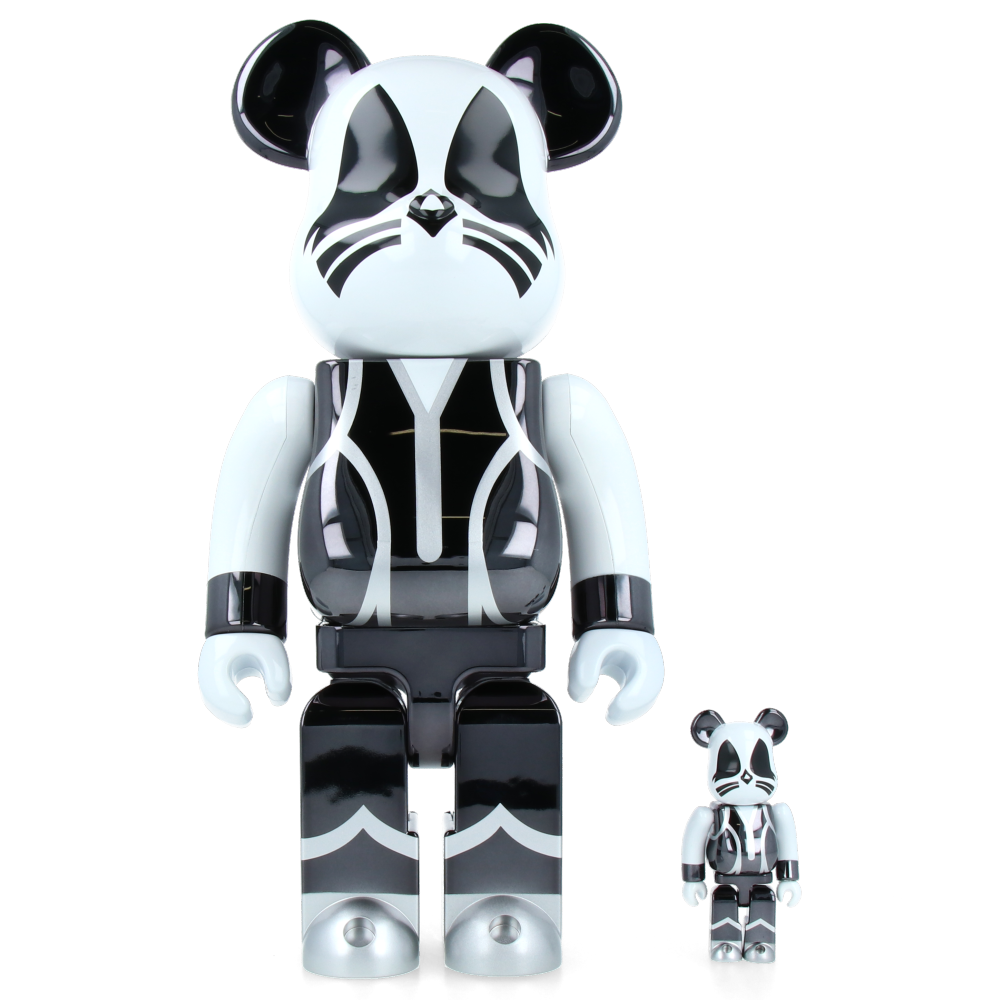 100% & 400% Bearbrick Kiss Catman Chrome Ver.