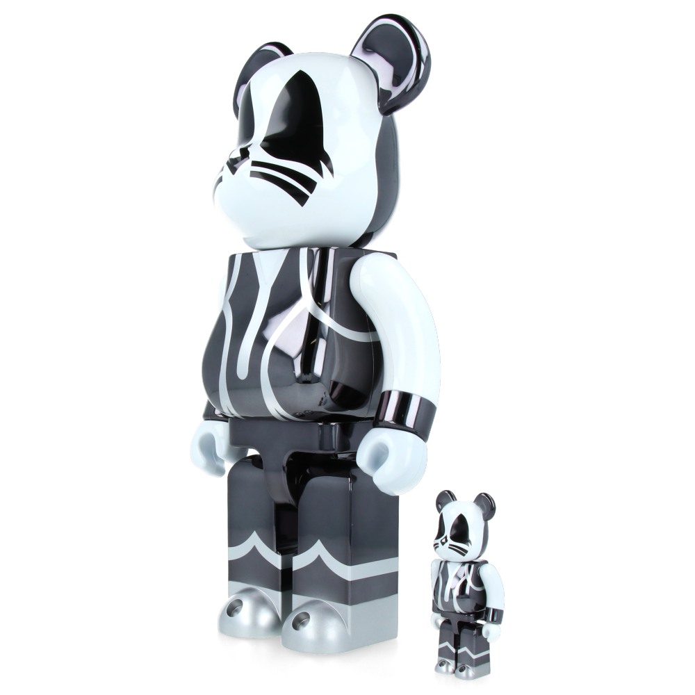 100% & 400% Bearbrick Kiss Catman Chrome Ver.