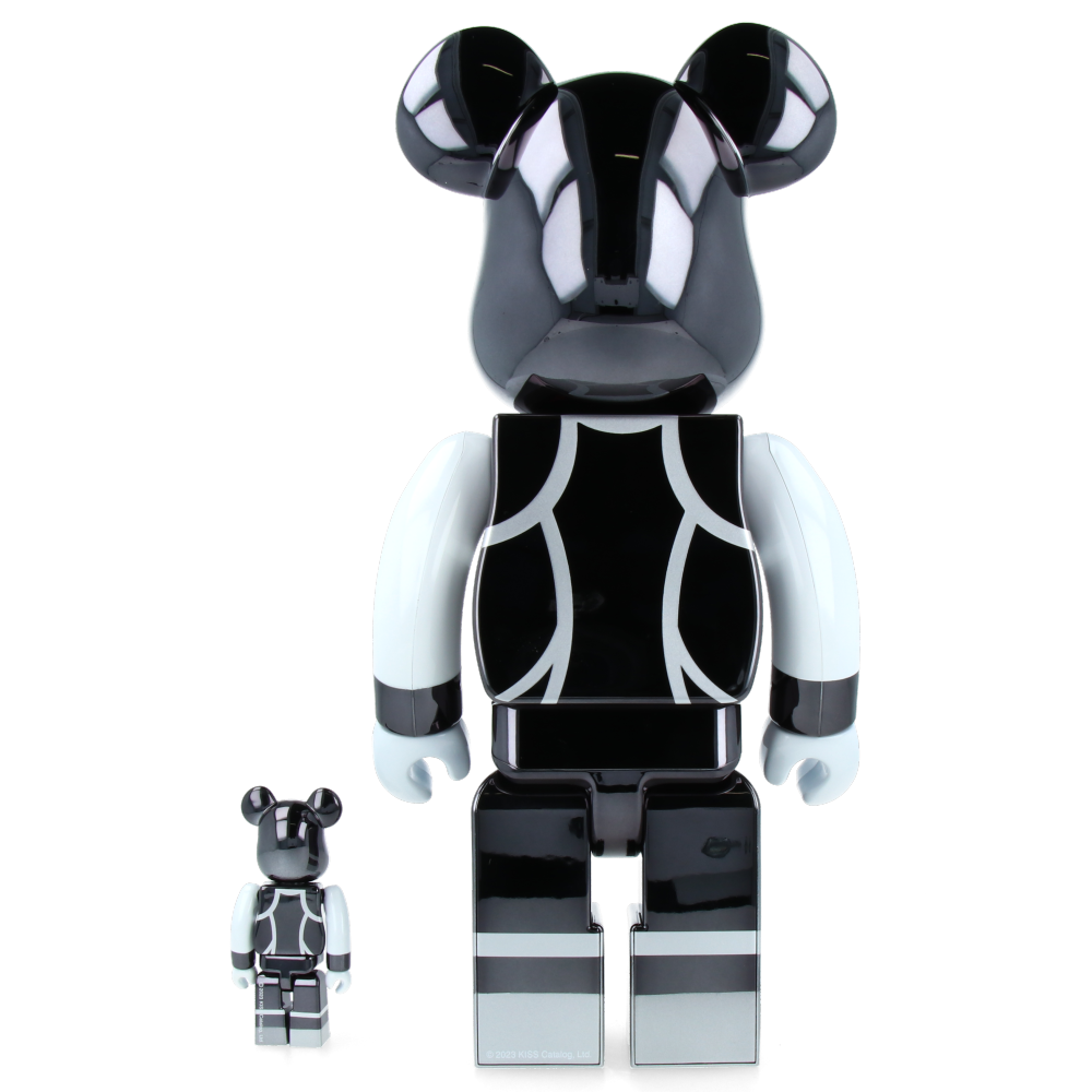 100% & 400% Bearbrick Kiss Catman Chrome Ver. — scale reference