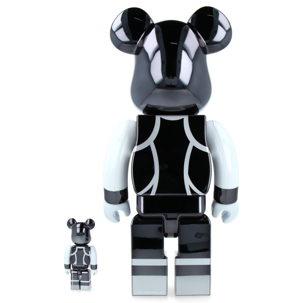 100% & 400% Bearbrick Kiss Catman Chrome Ver.