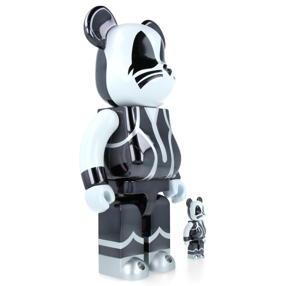 100% & 400% Bearbrick Kiss Catman Chrome Ver.