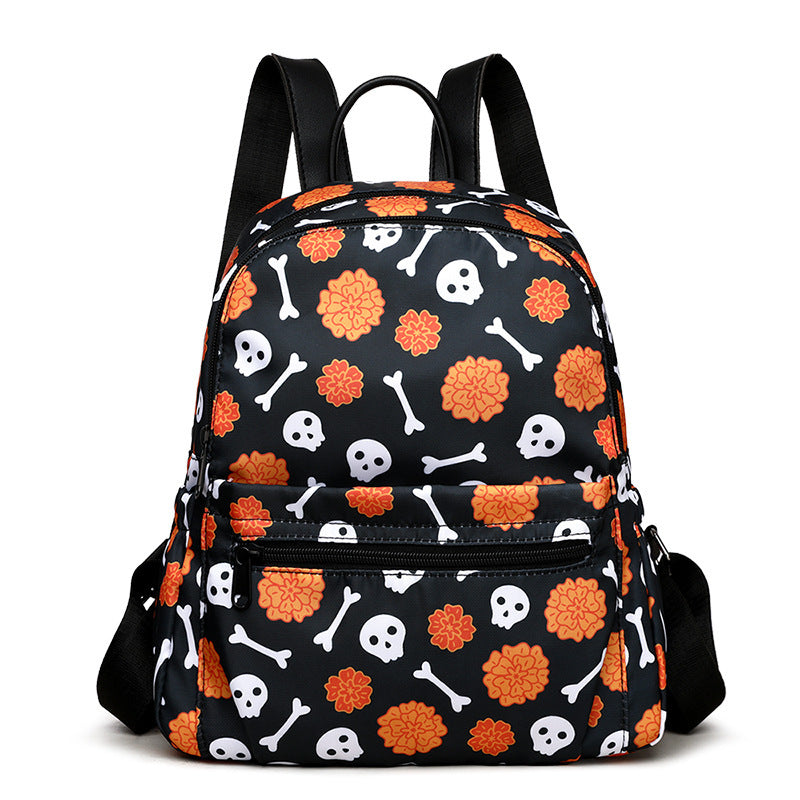 Halloween Skull Print Backpack for Women — detail