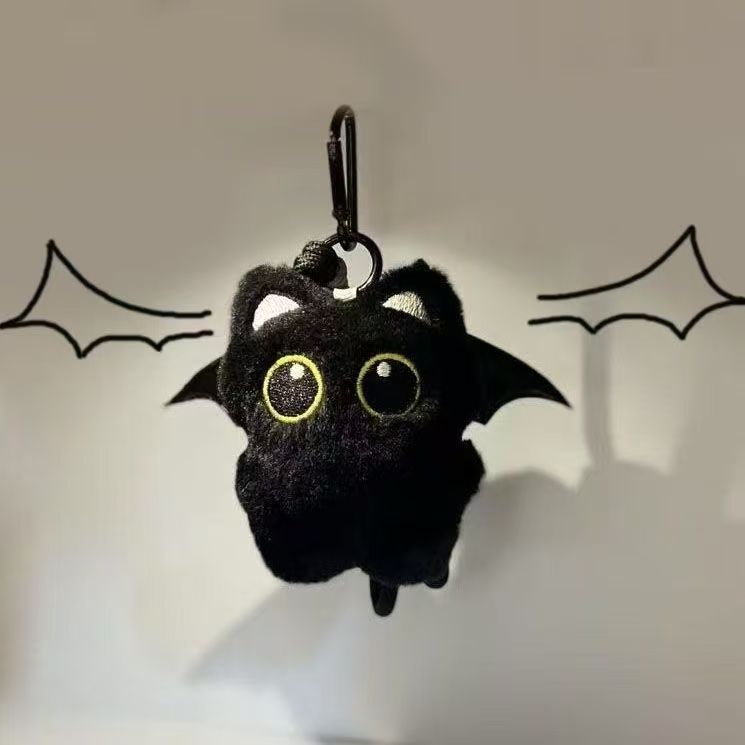 Big-eyed Black Cat Plush Doll Keychain | Magic Stories