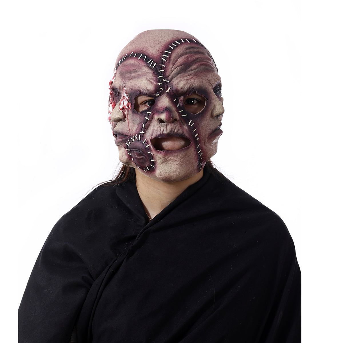 Halloween Three-sided Grimace Horror Mask Cosplay Mask Party Scary Mask Prop — scale reference
