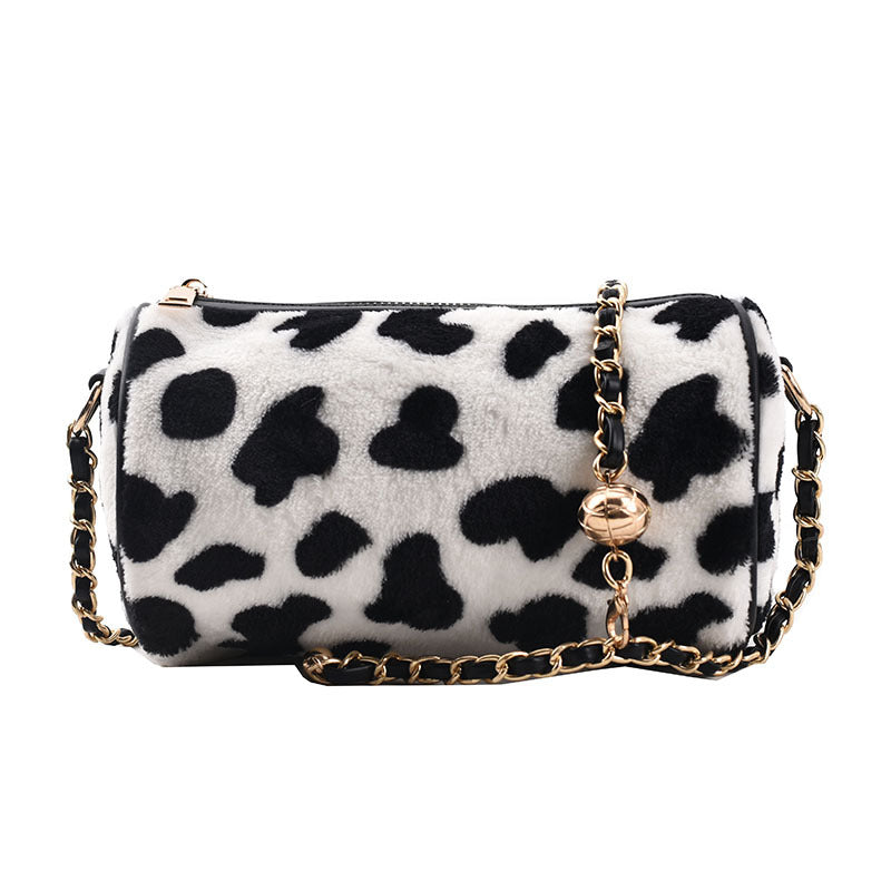 Plush Duffel Cow Pattern Flower Checkerboard
