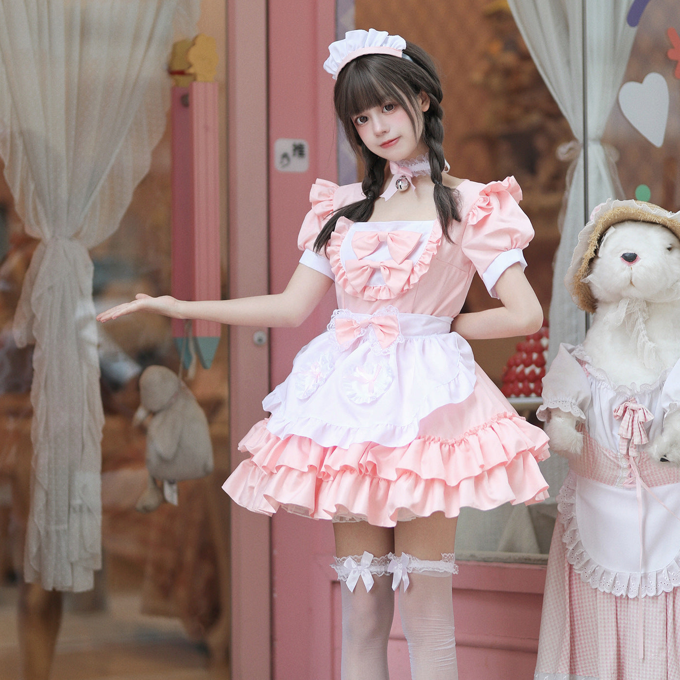 Japanese-style Soft And Adorable Maid Outfit Cute And Sweet Pink Maid Uniform Set Perfect For Cosplay