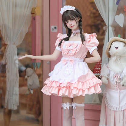 Japanese-style Soft And Adorable Maid Outfit Cute And Sweet Pink Maid Uniform Set Perfect For Cosplay