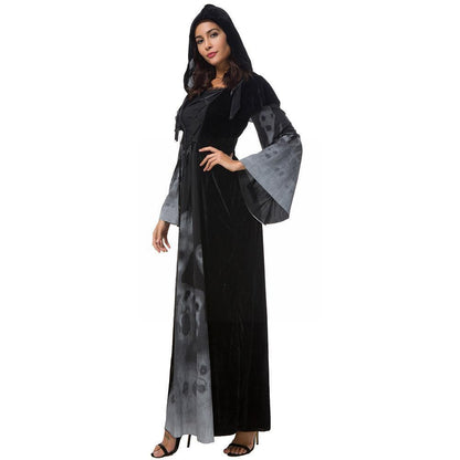 Halloween New Skull Print Witch Long Vampire Costume, Queen Dress Costume — packaging