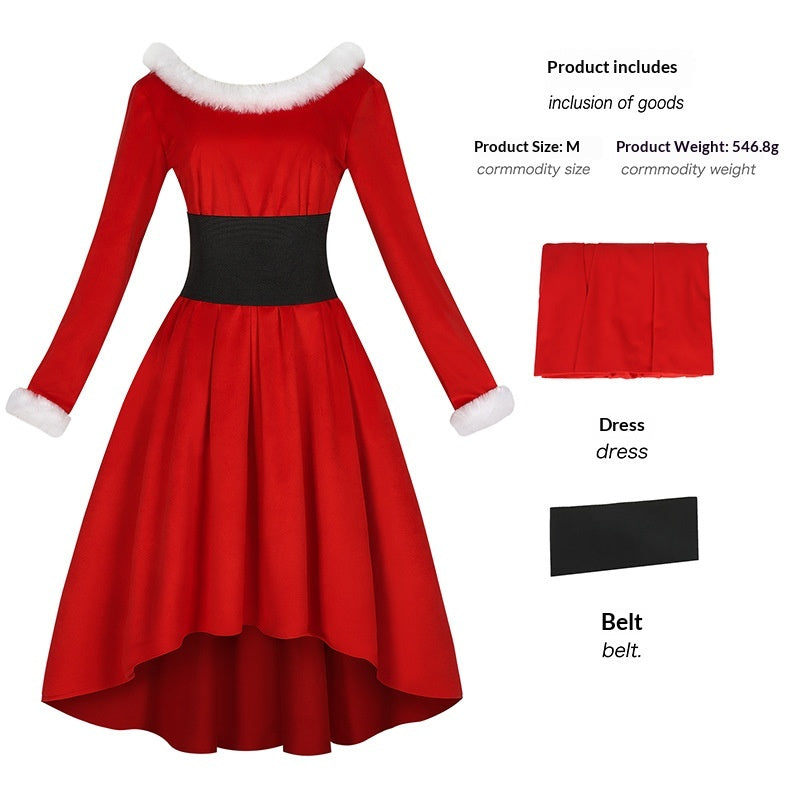 Women's Christmas-themed Red Dress Cosplay | Magic Stories