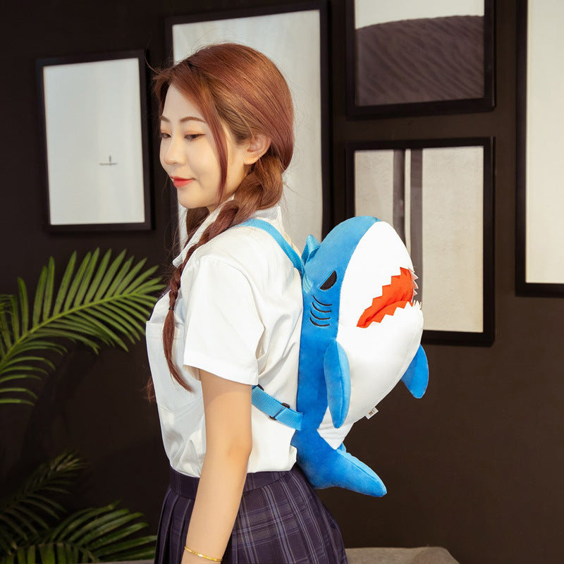 Plush Toy Oceanarium Shark Doll Children's Backpack — back view