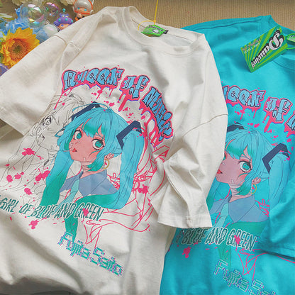 Pure Cotton Anime Girls' Short Sleeved T-shirt