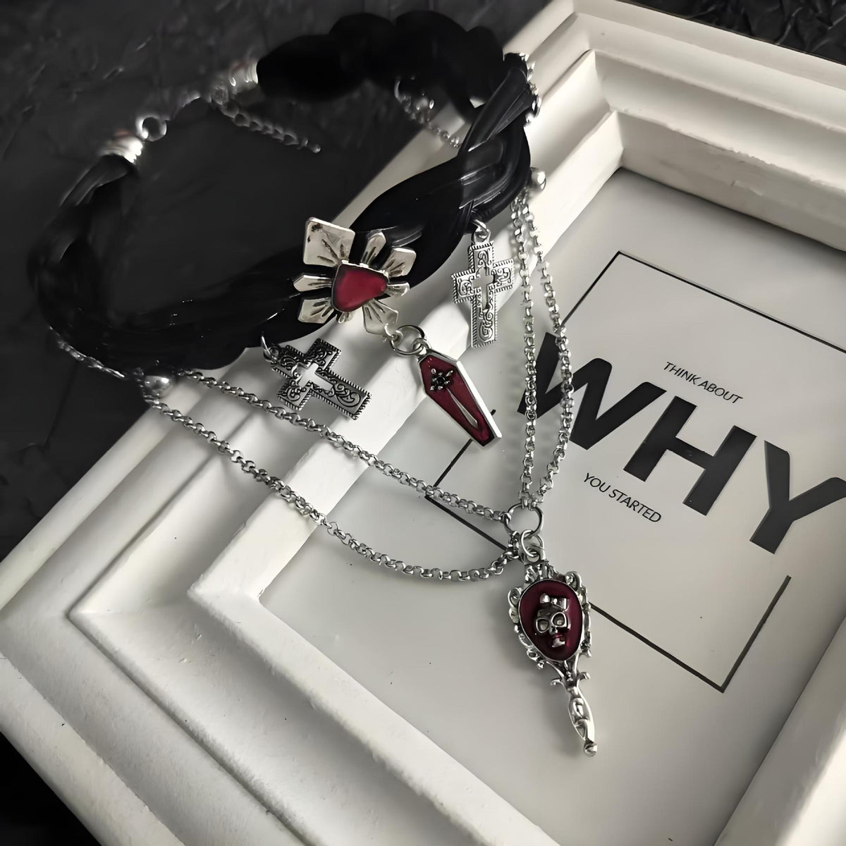 Y2K Black Diamond Punk Choker Necklace | Magic Stories