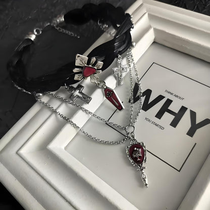 Y2K Black Diamond Punk Choker Necklace | Magic Stories