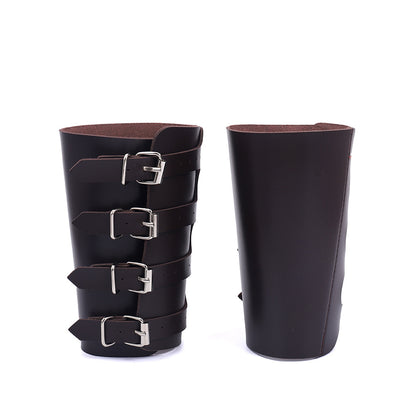 Leather Wrist Guard Set Armor Costume Prop Cosplay Protective Wristband — scale reference