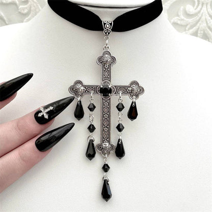 Large Cross Necklace Choke Gothic Pendant | Magic Stories