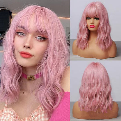 Cosplay Wig Female Short Curly Hair Chemical Fiber Wig — back view