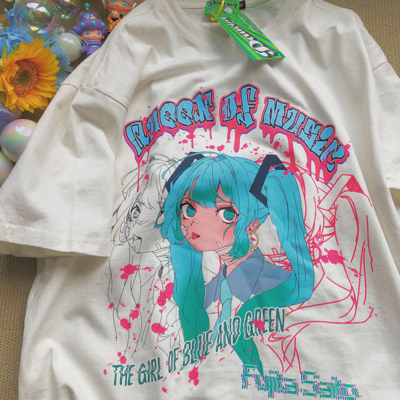 Pure Cotton Anime Girls' Short Sleeved T-shirt — detail
