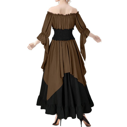 Retro Cosplay Halloween Pleated Corset Dress — side view
