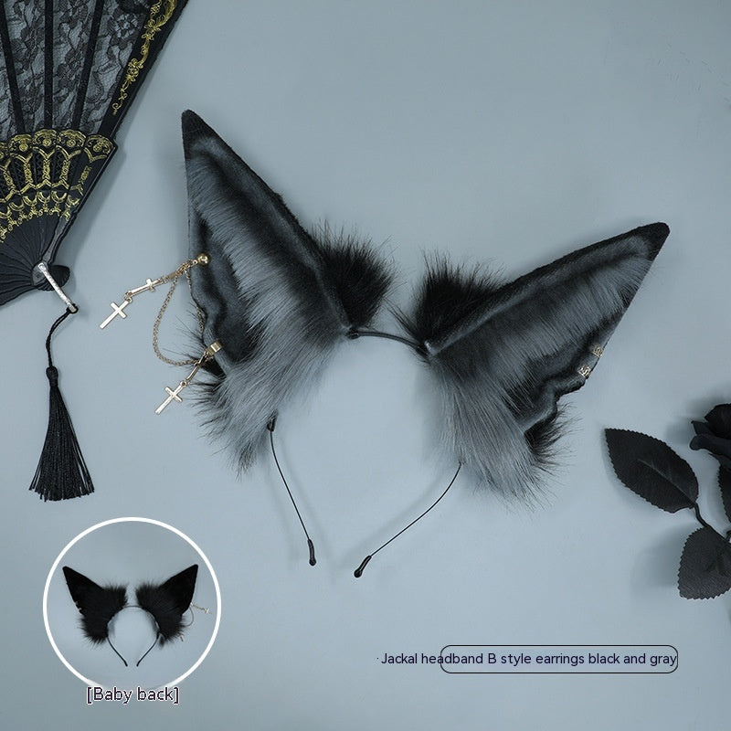 Plush Simulation Animal Ears Headband — in use
