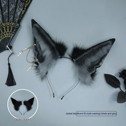 Plush Simulation Animal Ears Headband — in use