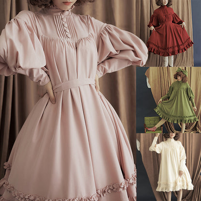 Long Sleeve Lolita Princess Dress Button Lace Dress
