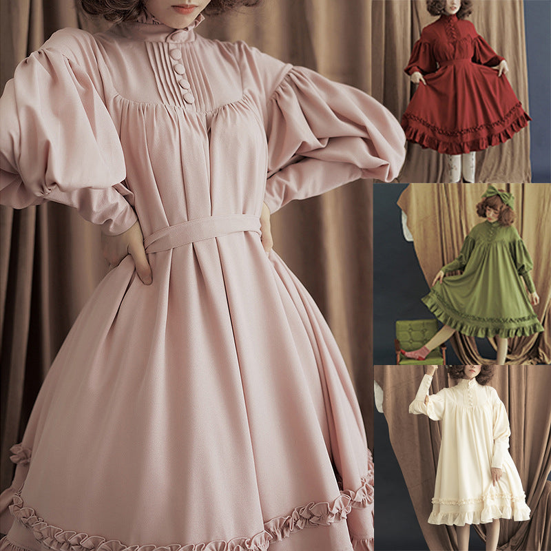Long Sleeve Lolita Princess Dress Button Lace Dress