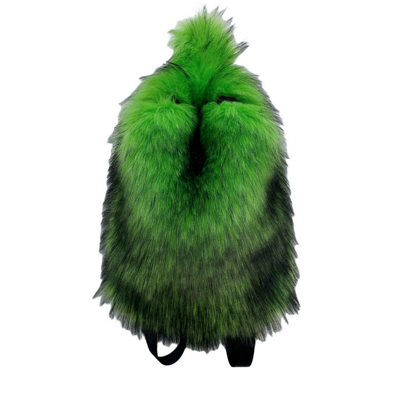 Fur Hot Girl Plush Backpack — back view