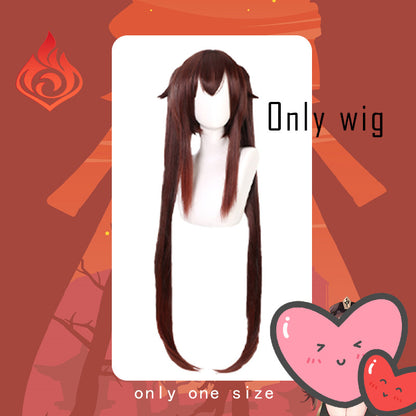 Brown And Black Face Shape Cosplay Game Anime Wig — back view