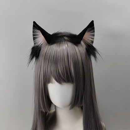 Black Cat Ears Plush Animal Ears Headband For Women — back view