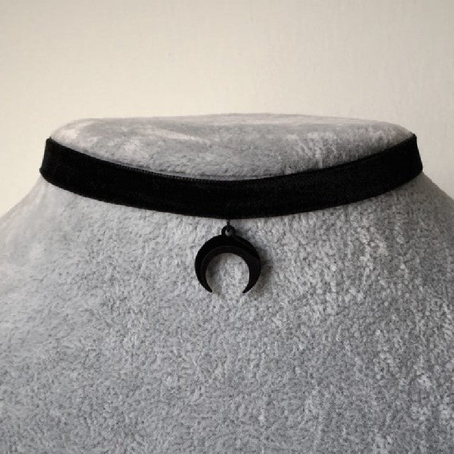 Black Crescent Moon Choker Necklace Gothic | Magic Stories
