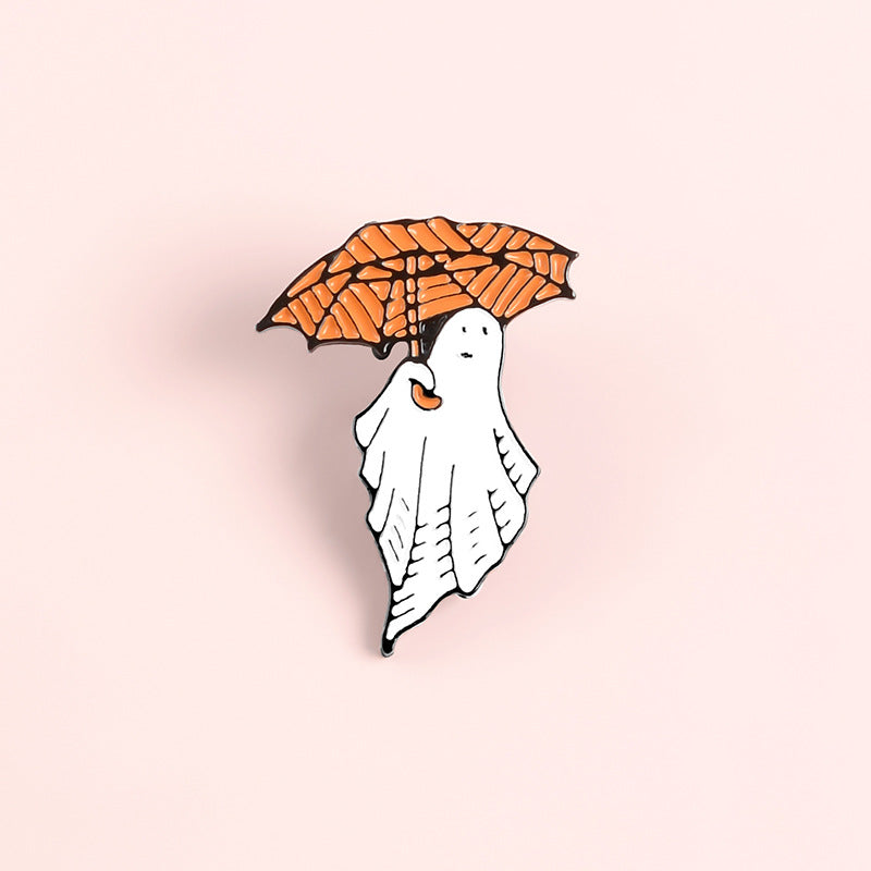 Happy Halloween Enamel Pin Custom Coffee Moon Ghost Pumpkin — scale reference
